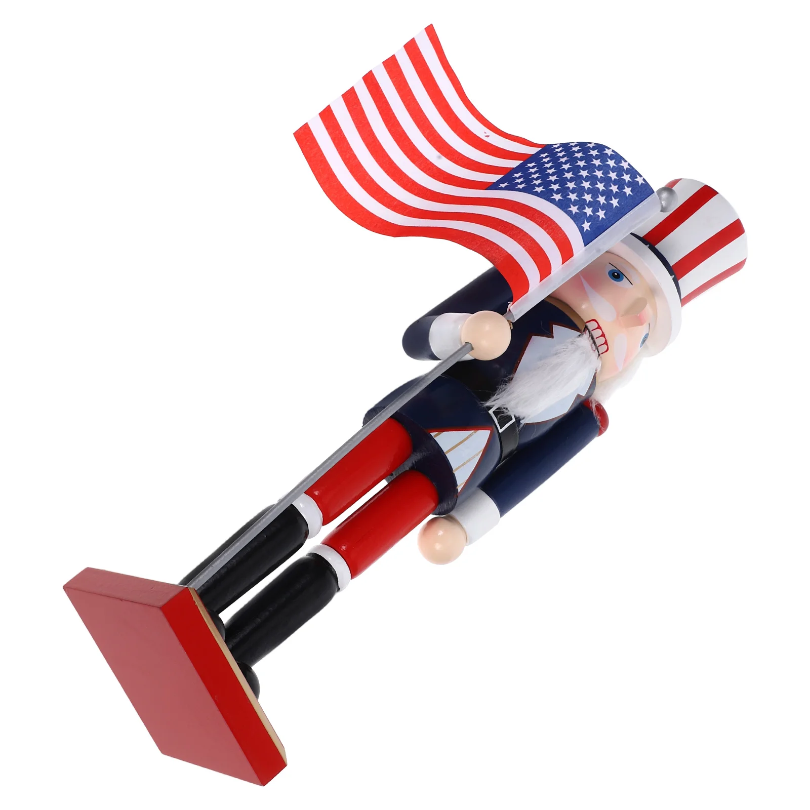 

Wooden Nutcracker Soldier Statue 38cm Independence Day Decor Small Figures Christmas Ornament Traditional Patriotic Display