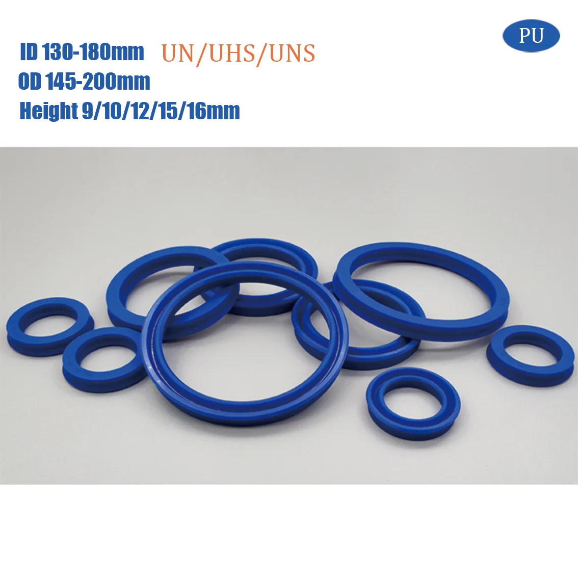 1Pc Polyurethane PU Hydraulic Cylinder Piston Rod UN/UHS/UNS Type Sealing Ring Shaft Hole Universal Oil Seal ID 130-180mm Y-Ring