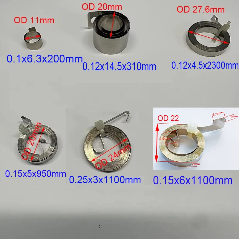 0.1--0.25mm Constant force stainless steel clockwork spring retractable return scroll spring toy spring