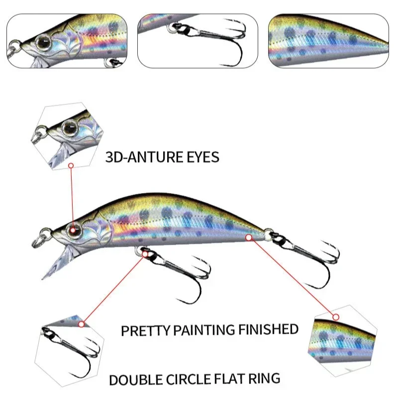 ZWICKE 50 مللي متر 4.5 جرام ABS الساخن بيع سمك السلمون المرقط السحر الصيد غرق أسماك إغراء عدن 50S الطعم الثابت المياه العذبة الصيد تويتش الطعم إغراء