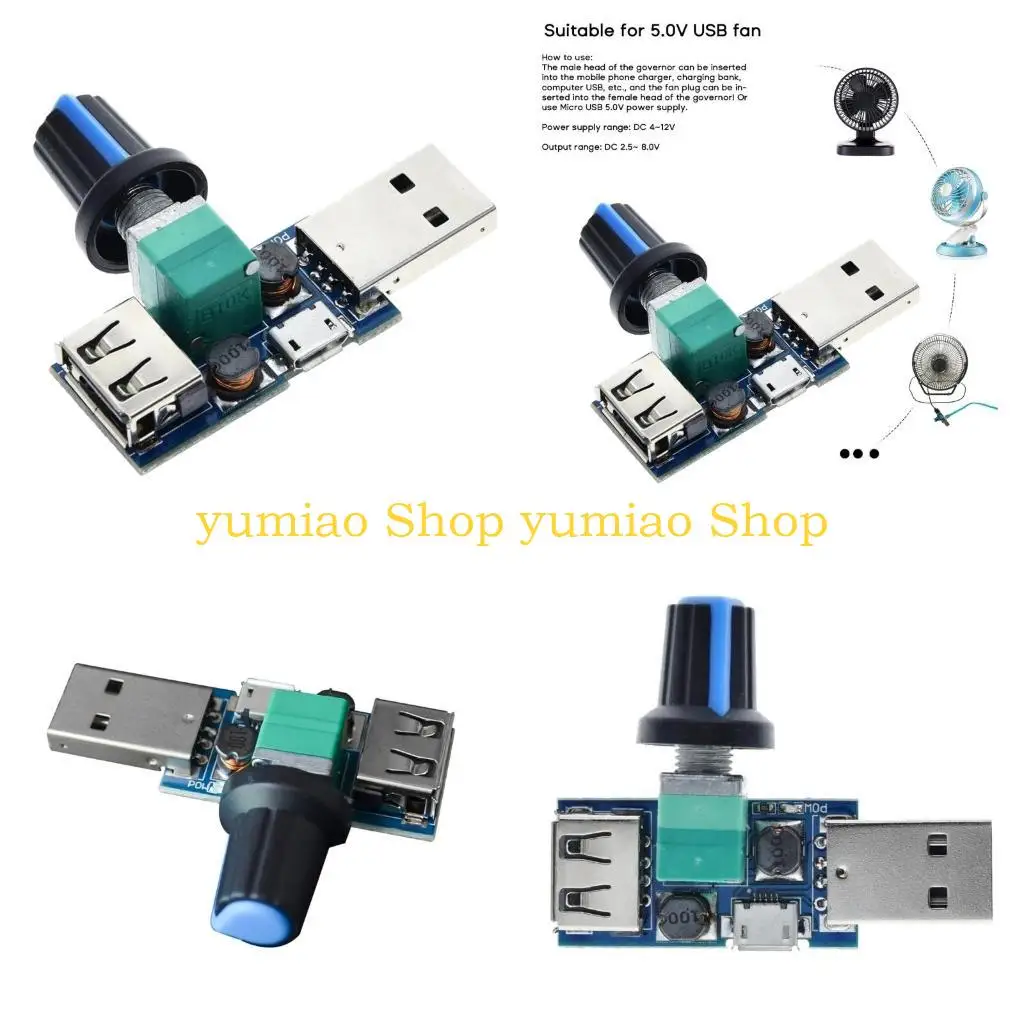 587B Multi-Gear Controller 4V-12V USB Fan Speed Regulator NTC Temperature