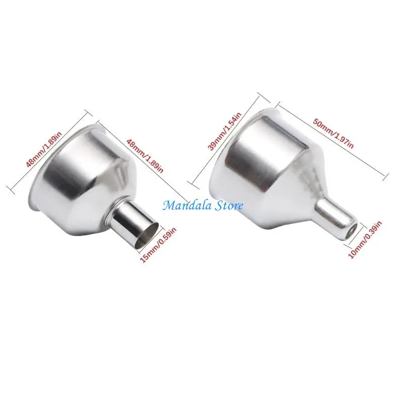 U2JC Set of 2 Universal Small Stainless Kitchen Funnel Works with Liquids Oils Juices