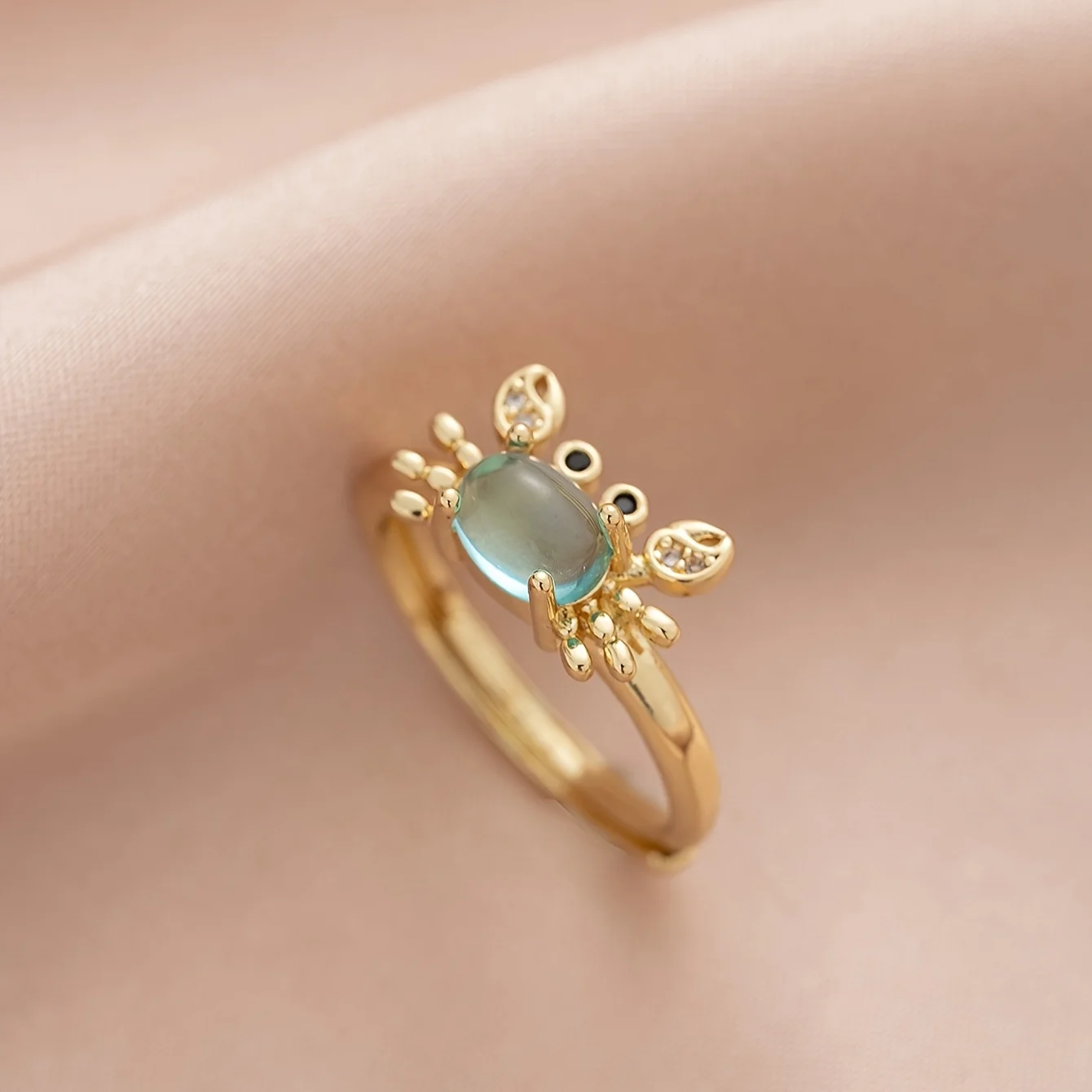 1 pieza de anillo para mujer, exquisito mini anillo ajustable con forma de cangrejo, accesorio de joyería para fiestas y uso diario, regalo para una amiga querida