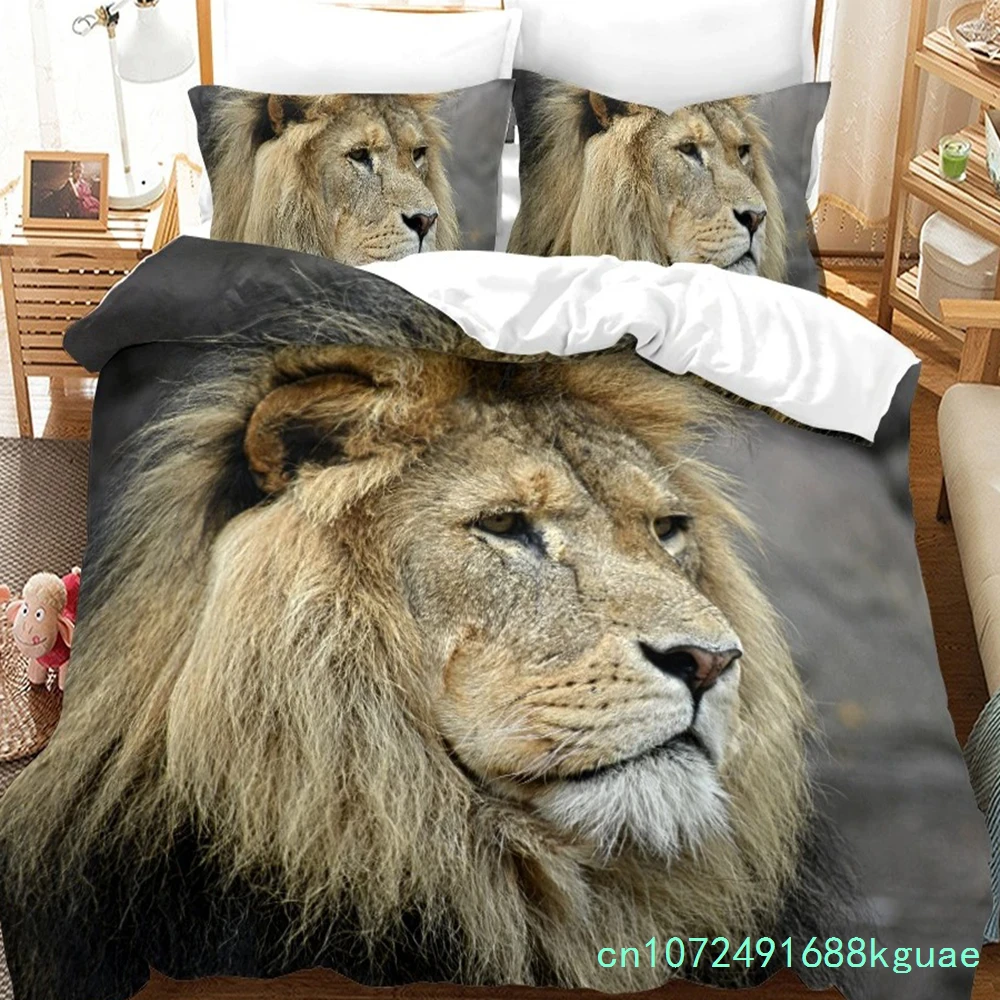 Microfiber Fabric Bedding Set Adults Duvet Cover Sets Kids,twin Full Queen Bedroom Set Tiger, Lion, Panda Housse De Couette