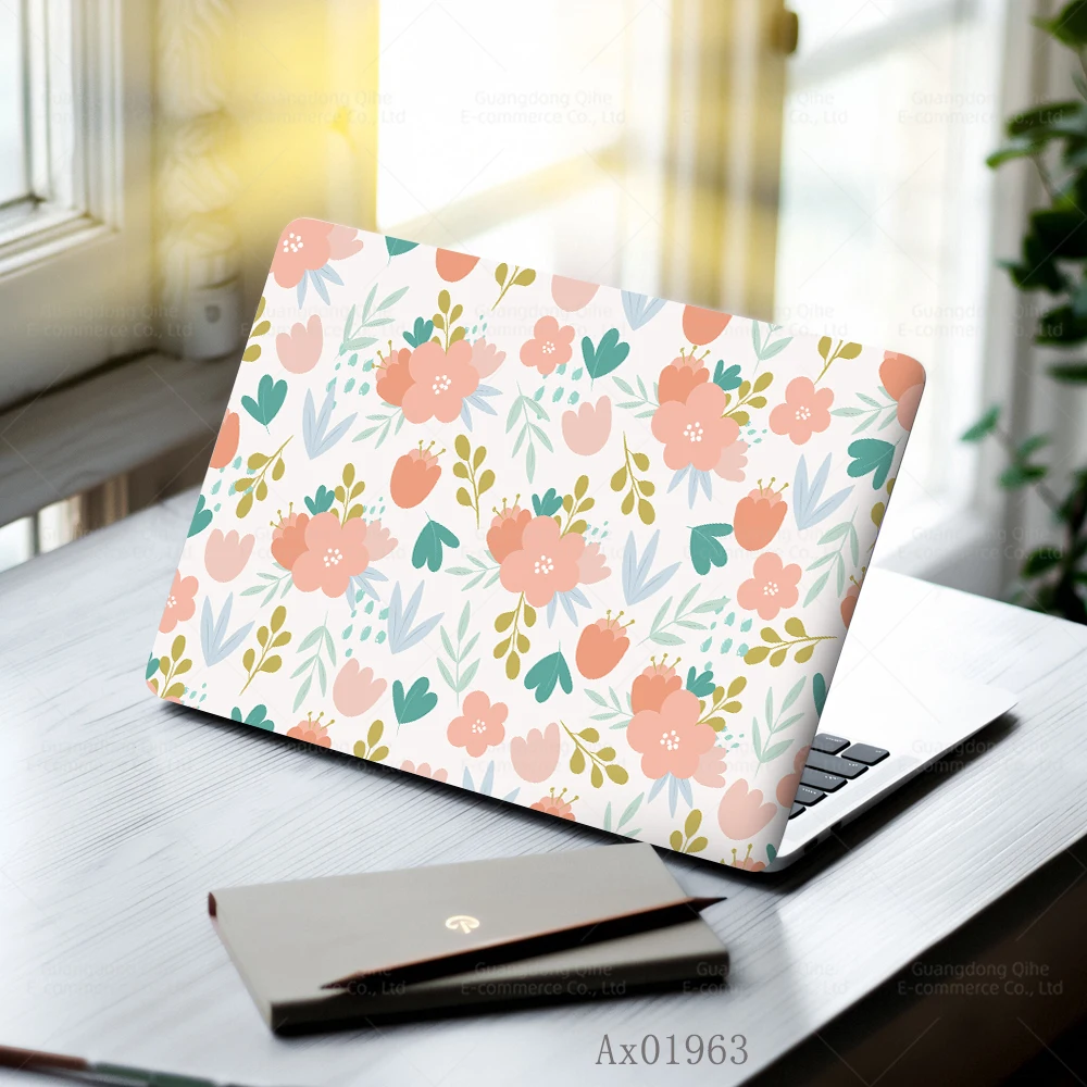 Colorful Botanical Laptop Skins Set 2PCS Cut-to-Fit Protective Stickers for 13-17 Inch Laptops Self-Adhesive Leaf Laptop Decals