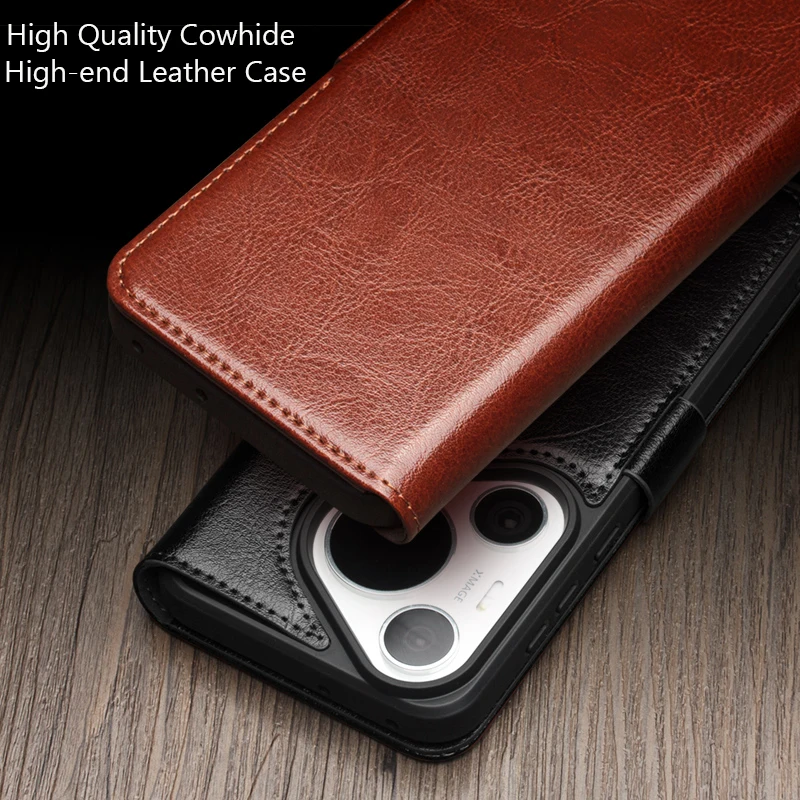 

QIALINO Case for Huawei Pura 70 Ultra Genuine Leather Phone Cover for P70pro Protective Luxury Case with Card Slot Wallet Cover