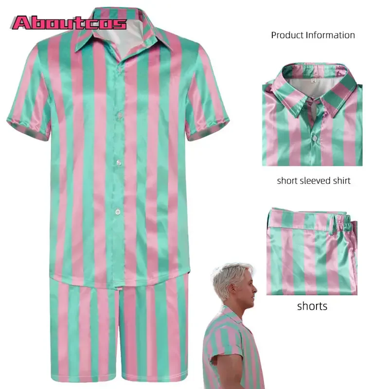 Aboutcos Nuovo film Barbie Costume Cosplay Parrucca Barbie Abito rosa Donna Halloween Gioco di ruolo Festa per Gilrs