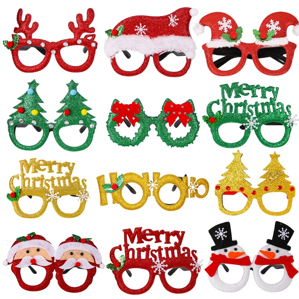 Christmas Glasses Plastic Decorative Glasses Kid Xmax Party Costume Accessory Photo Props Christmas Decoration 2024 Navidad Gift