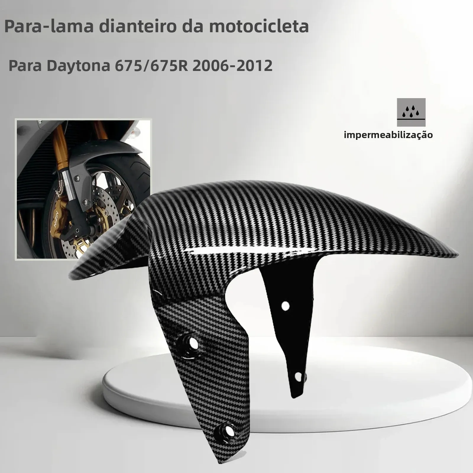 Pneu dianteiro da motocicleta fender guarda hugger carenagem para daytona 675 r street triplo 675r 2006-2012 abs cor de fibra de carbono