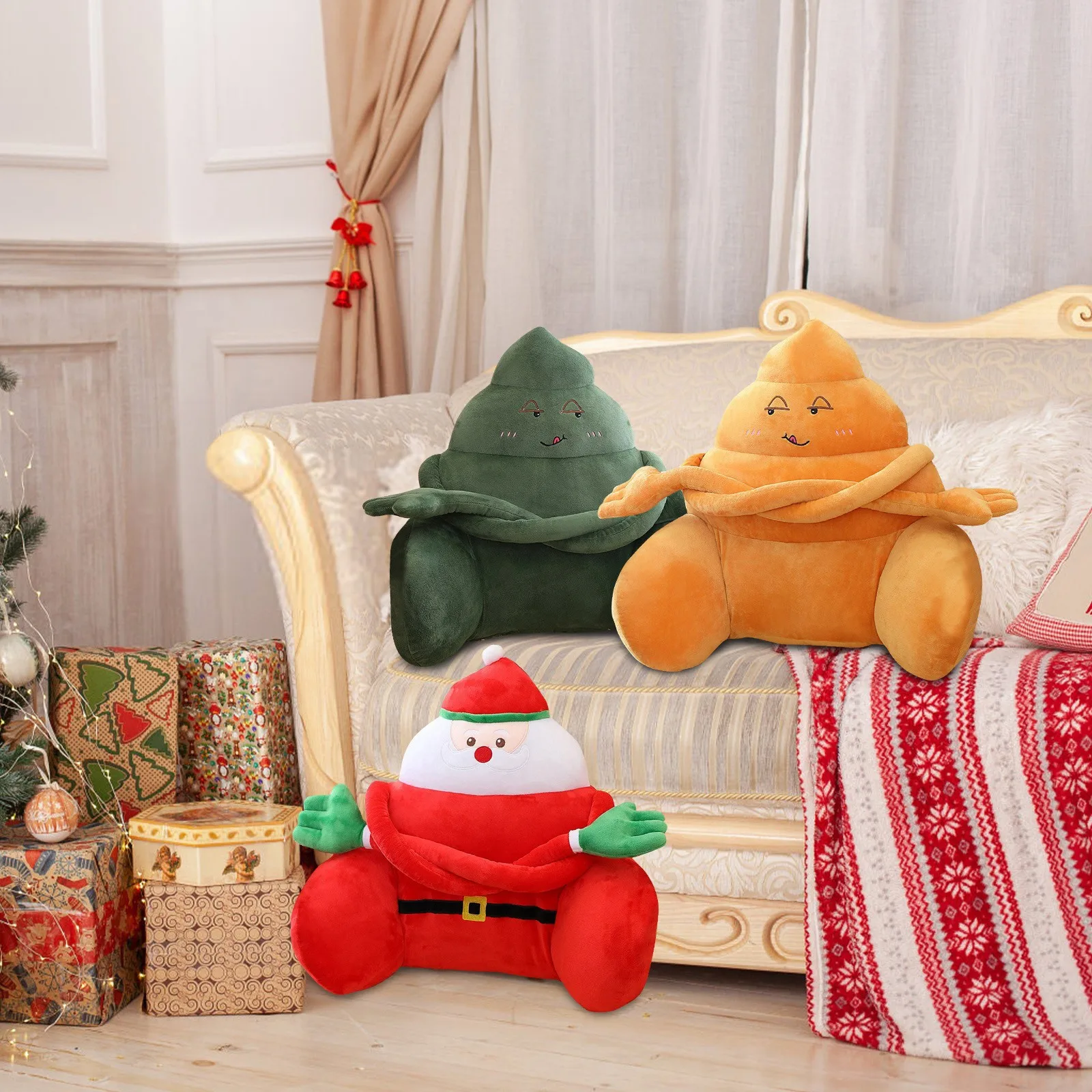 

Christma Style Plush Stuffed Cushion Santa Throw Pillow Back Cushion Funny Sofa Cushions Stuffed Dolls Kids Gift