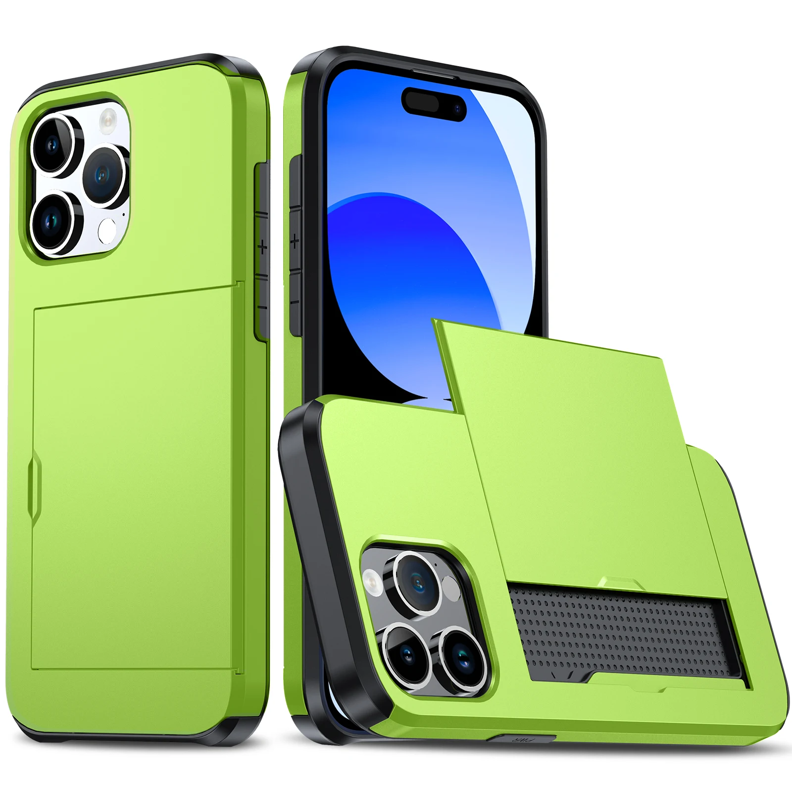 Hülle für iPhone 18 Pro Max 17e 16e 17 Pro Max 16 15 14 13 Brieftasche Kartenhalter Schiebeschlitz Schlanke Hartschale PC Robuste Schutzhülle – Detail 16