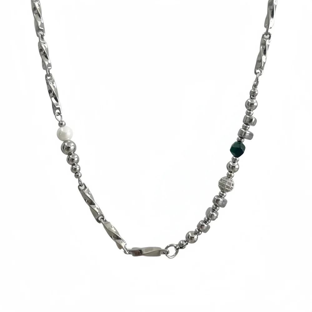 5 mm Edelstahl Figaro-Kettenhalskette für Männer, silberfarben, einfache Kettenhalskette für Frauen, Hip-Hop-Schmuck, Party-Accessoires – Detail 6