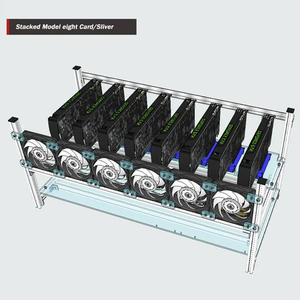 Chassis Rack Distribution Multi-Graphics Card Chassis Multi-Fan Position Multi-GPU Rack Frame All-Aluminum Open Server Box M-ATX