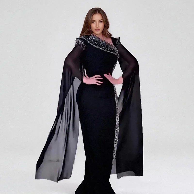 فساتين الحفلات المسائية الفاخرة الماس اضافية طويلة الأكمام ثوب للنساء أفريقيا ملابس الزفاف حفلة موسيقية Bodycon رداء طويل Dashiki