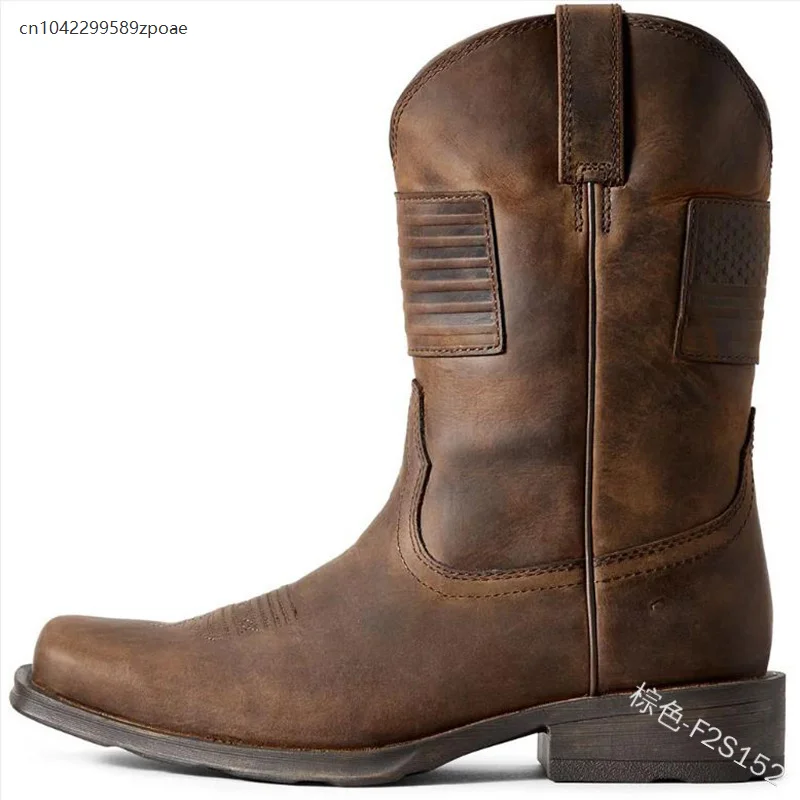 Retro mittelalterliche Renaissance Pu-Leder Herren Chelsea-Stiefel Karree dicker Absatz High Heel Mid-Tube Ritterstiefel Halloween Party