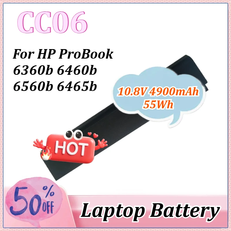 

10.8V 4900mAh 55Wh CC06 Battery for HP ProBook 6565b 6475b 6565b 6570b 6470b 6470b 6360b 6460b 6560b 6465b EliteBook 8460w 8460p