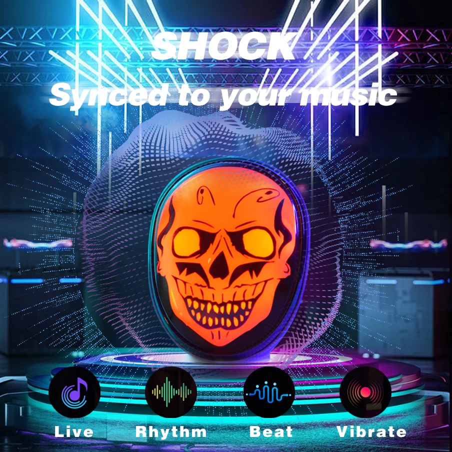 RGB Color Changing Desktop Atmosphere Light, Sichuan Mask, Skull, Terrifying Face Changing Music, Rhythm, Color Changing