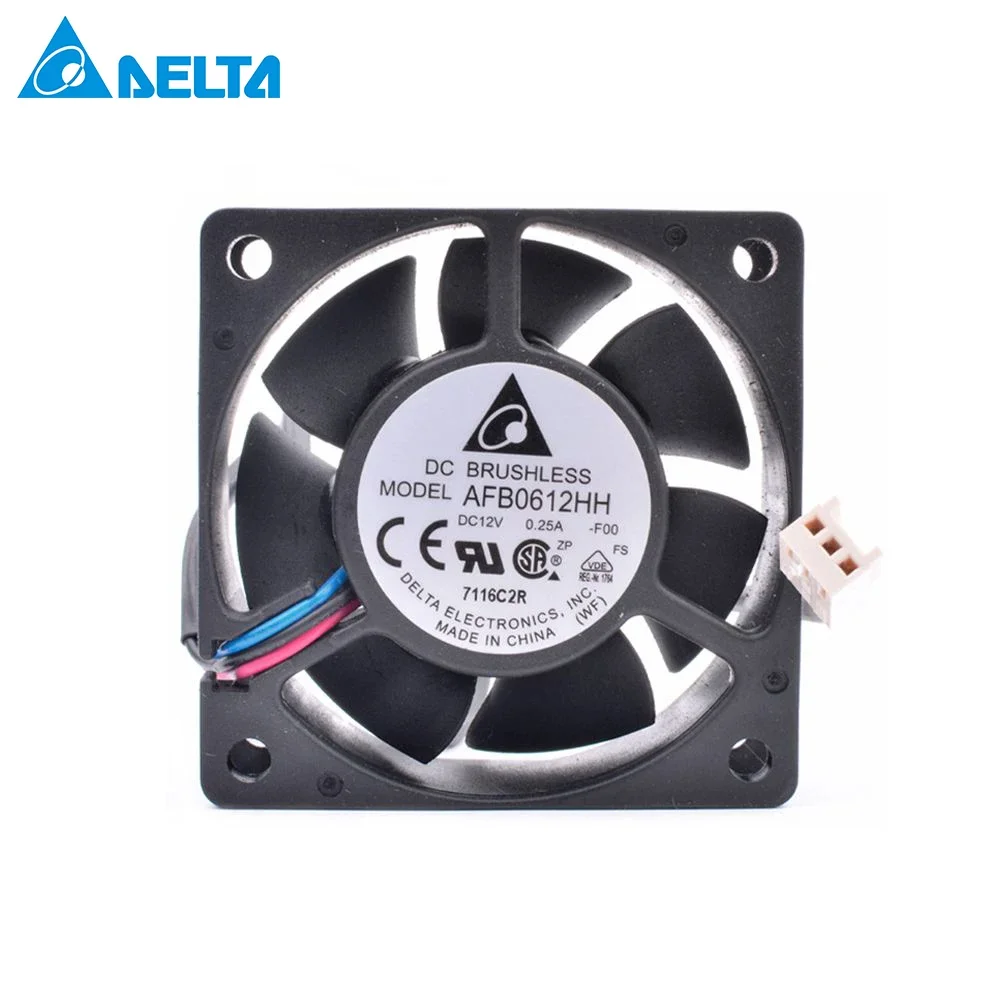 For DELTA AFB0612HH 6cm 60mm fan 6025 12V 0.20A Double ball bearing 2-wire power cooling fan