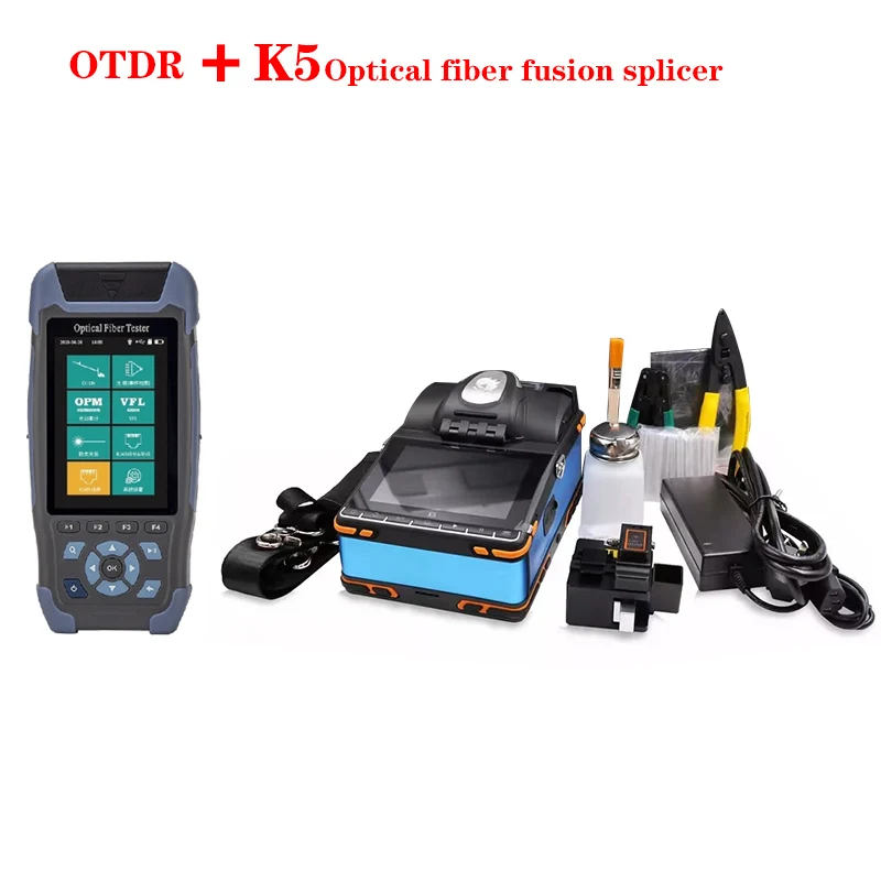 OTDR+ K5 fiber optic fusion splicer, fiber optic fusion splicer available in English French Spanish Russian Portuguese