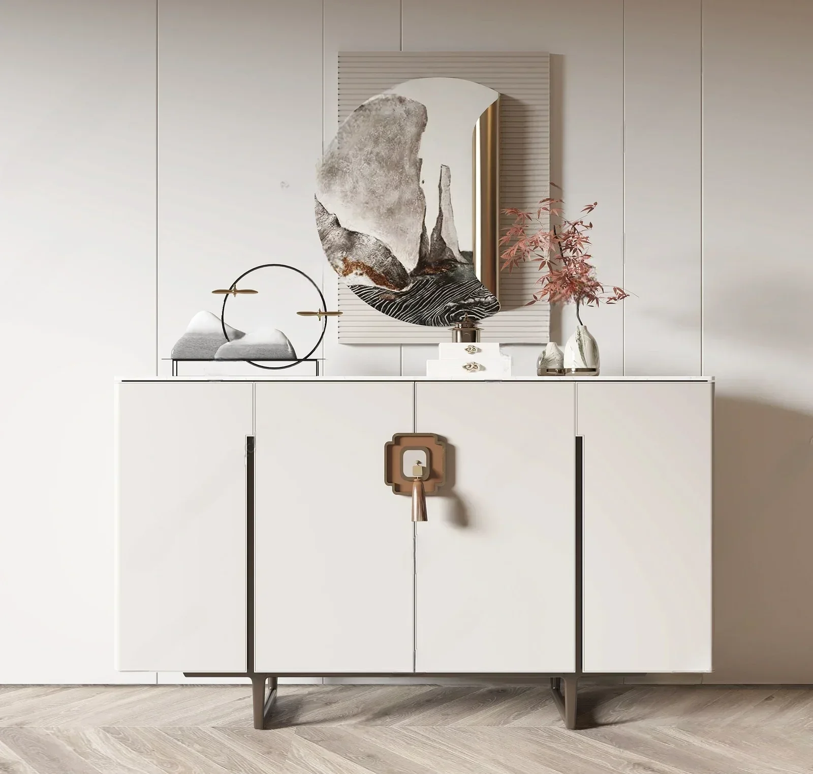 

Modern Chinese Corridor Aisle Simple Entrance Cabinet Hotel Partition Cabinet Entry Door Solid Wood Shoe Cabinet