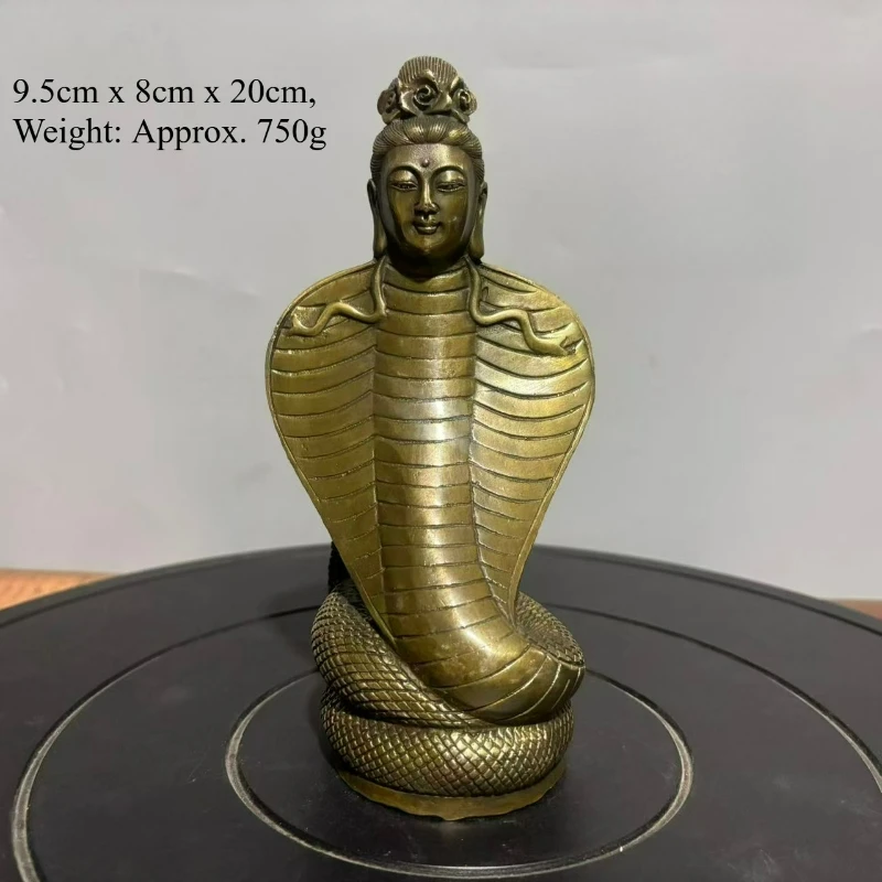 Retro N Ü Wa Snake Body Buddha Statue Brass Sculpture Decoration Home Office Desktop Ornament Feng Shui Crafts Gift