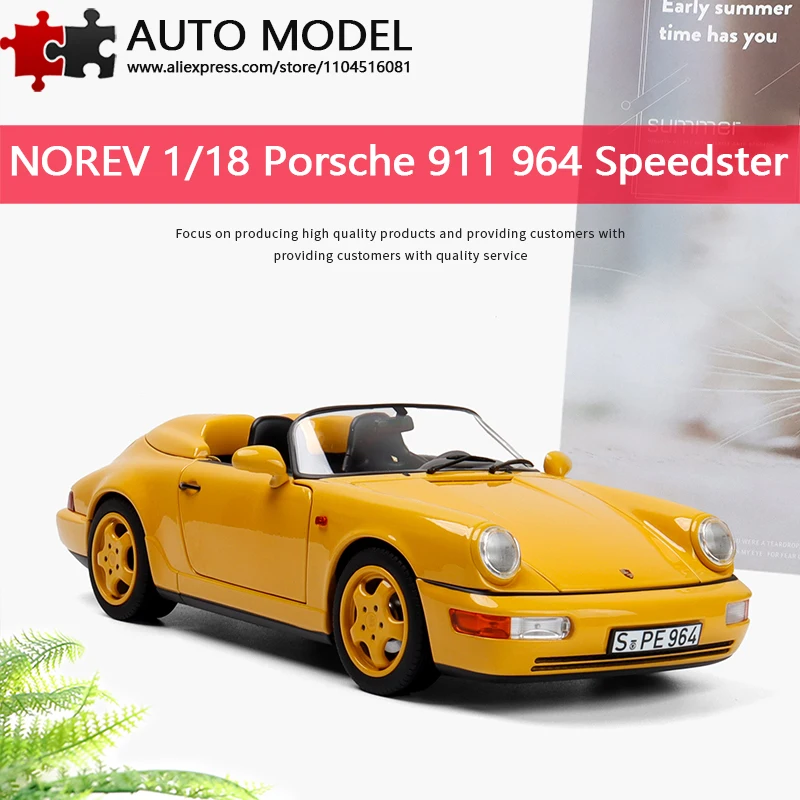 Norev 1:18 1:18 Die-Cast Car Porsche 911 964 Speedster 1993 Imitation Alloy Car Model Metal Miniature Car Yellow Collection Cars