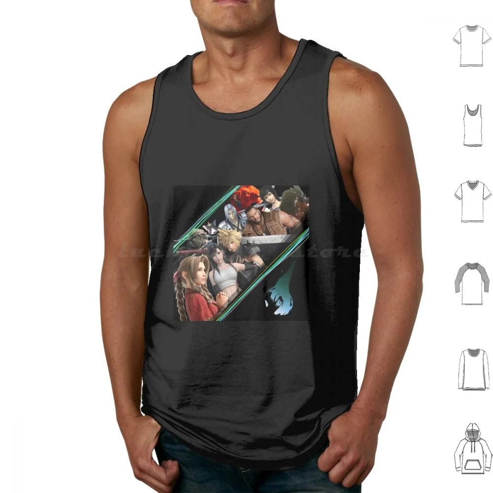 قطع علوية بدون أكمام من Final Fantasy Vii مطبوعة من القطن لشخصيات Final Fantasy Vii Final Fantasy Vii Rpg Cloud Tifa Aeris Yuffie Cid