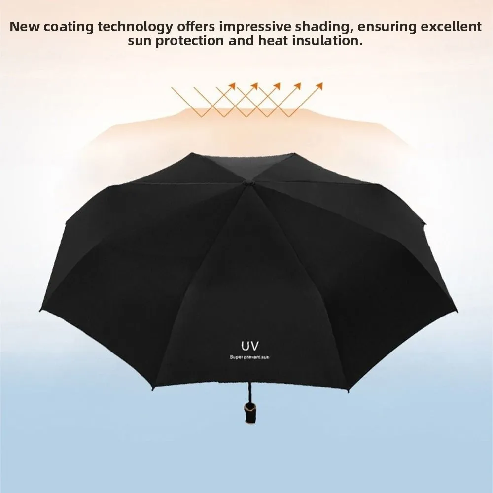 

Solid Color Sunscreen Umbrella Windproof Manual Folding Folding Rain Umbrella Comfortable Grip Dual-use UV Protection Umbrella