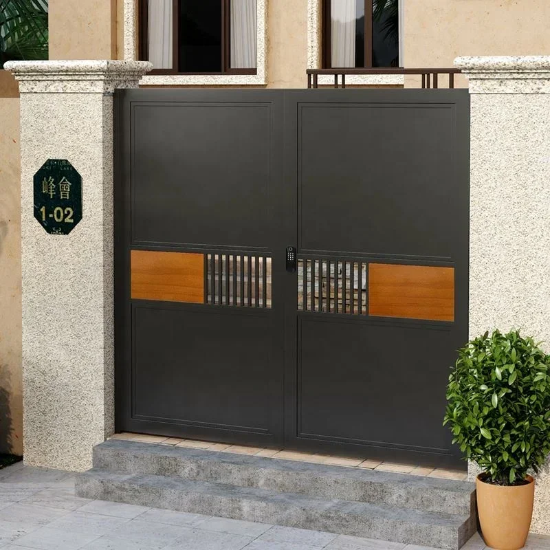 Villa Courtyard Gate, Garden Entrance Gate, Single and Double Door, Made of Iron/stainless Steel Material, Customized Size