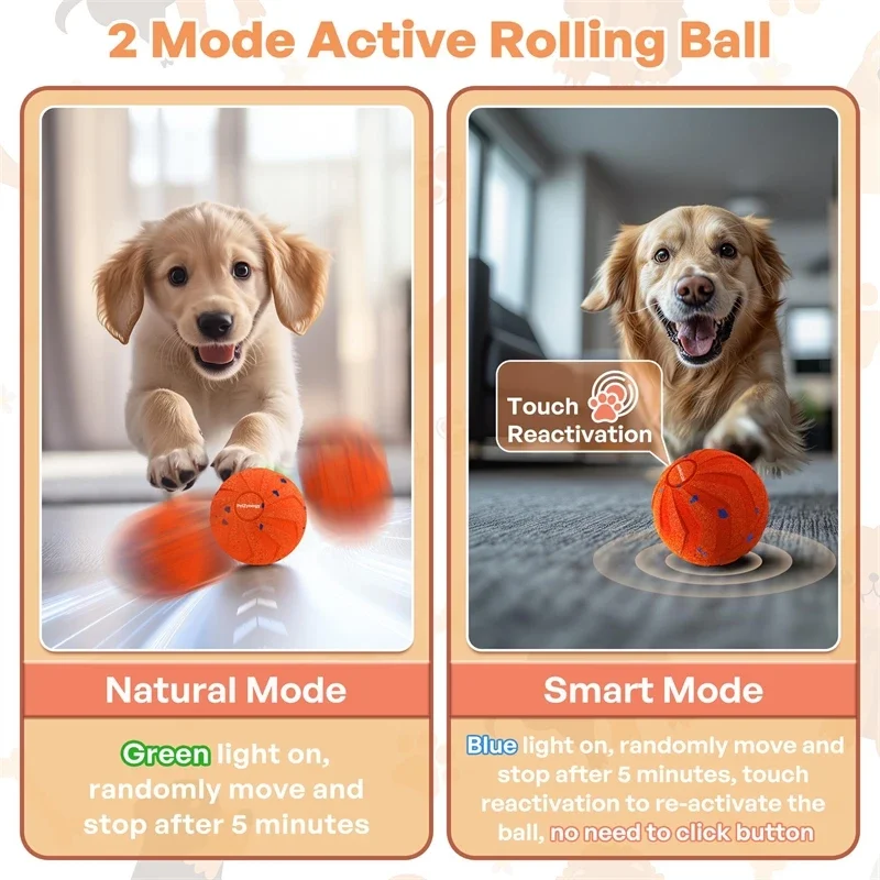 Interactive Dog Toy Ball E-TPU Material Random Bouncing and Spinning Motion Smart Ball for Dogs Self Play Chew Resistant Toy