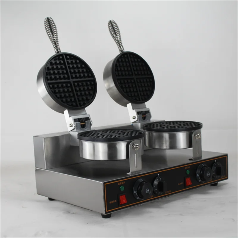 Mvckyi 2 Pcs Commercial Electric Double Head Custom Plate big size Dutch Pancake Maker Kitchen Home lNON Stick Waffle Machine