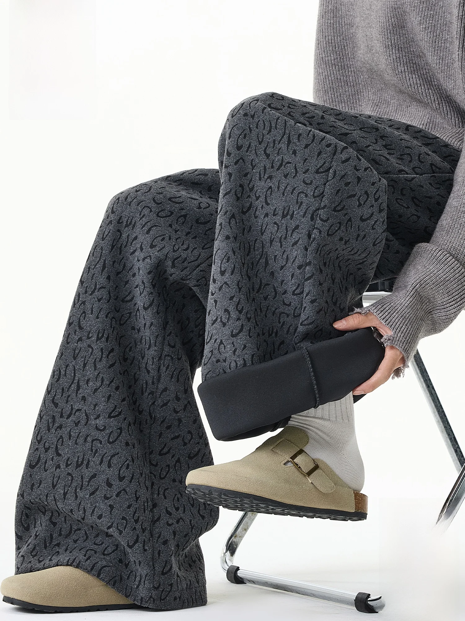 

Мужские свободные спортивные брюки PaulFrank с прямыми штанинами, осенне-зимние, удобные, широкие, повседневные, с американским леопардовым принтом