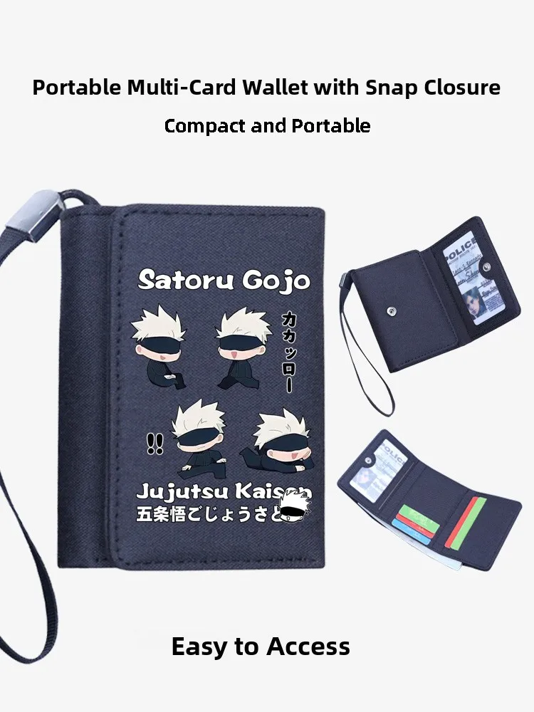 Short Canvas Wallet for Men And Women with Anime Design Jujutsu Kaisen Print Perfect for Teenagers And Kids Driving License