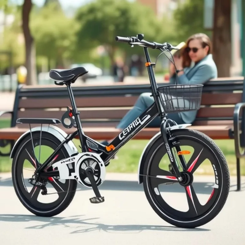 Installation-free folding bicycle for boys and girls 20-22 inch variable speed shock absorption primary and secondary school