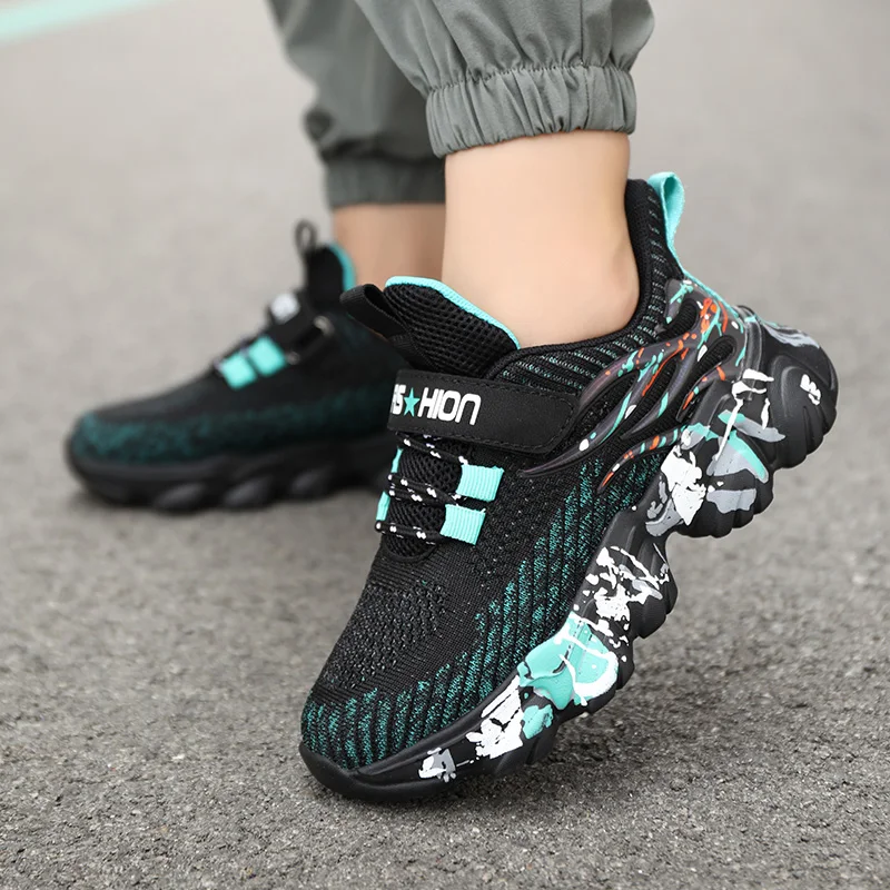 

Minimalist Solid Unisex Children Sports Sneakers LightKnit Fabric Non Slip Soft Sole Boys Girls Daily Kindergarten Walking Shoes