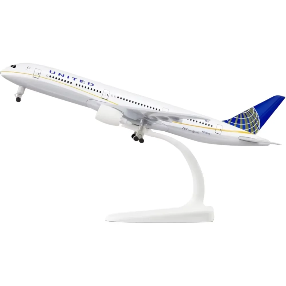 20cm Miniature Model United B787 Alloy Airplane Model Kit With Stand＆Wheel for Adult Aviation Enthusiasts Gift or Collection