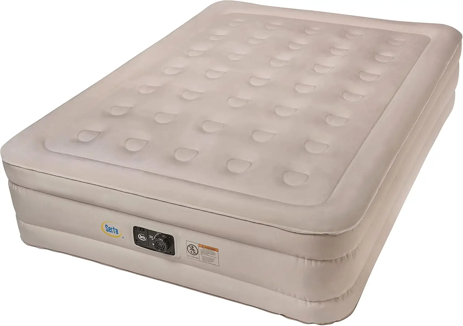 Serta Raised 18 Inch Queen Air Mattress With Neverflat Fabric Technology And Built In Ac Air Pump For Overnight Guests And