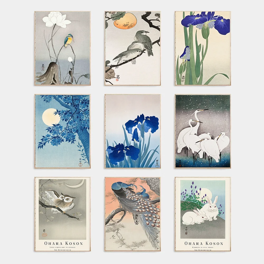 Canvas Painting Wall Art Pictures Classic Japanese Animal Flower Bird and Plant Posters Prints Home Living Room Decorative