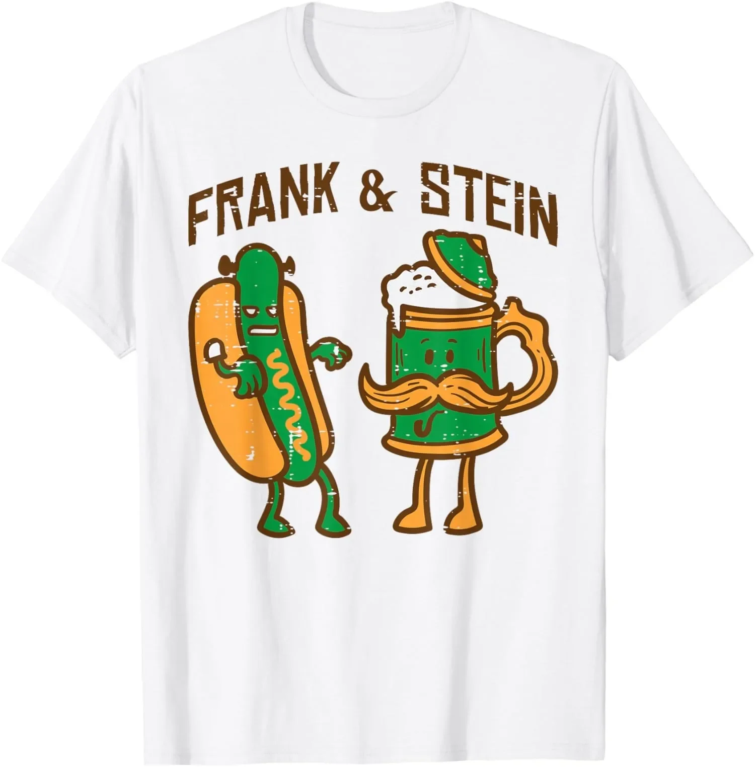 

Frank and Stein Hot Dog Beer Mug Graphic Tee Funny German Costume T-Shirt