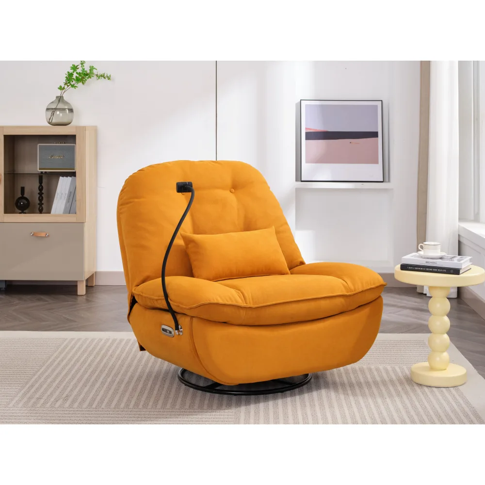 

Power Recliner Swivel Glider: USB, Bluetooth Music - Sleep/Work/Game/Leisure Orange