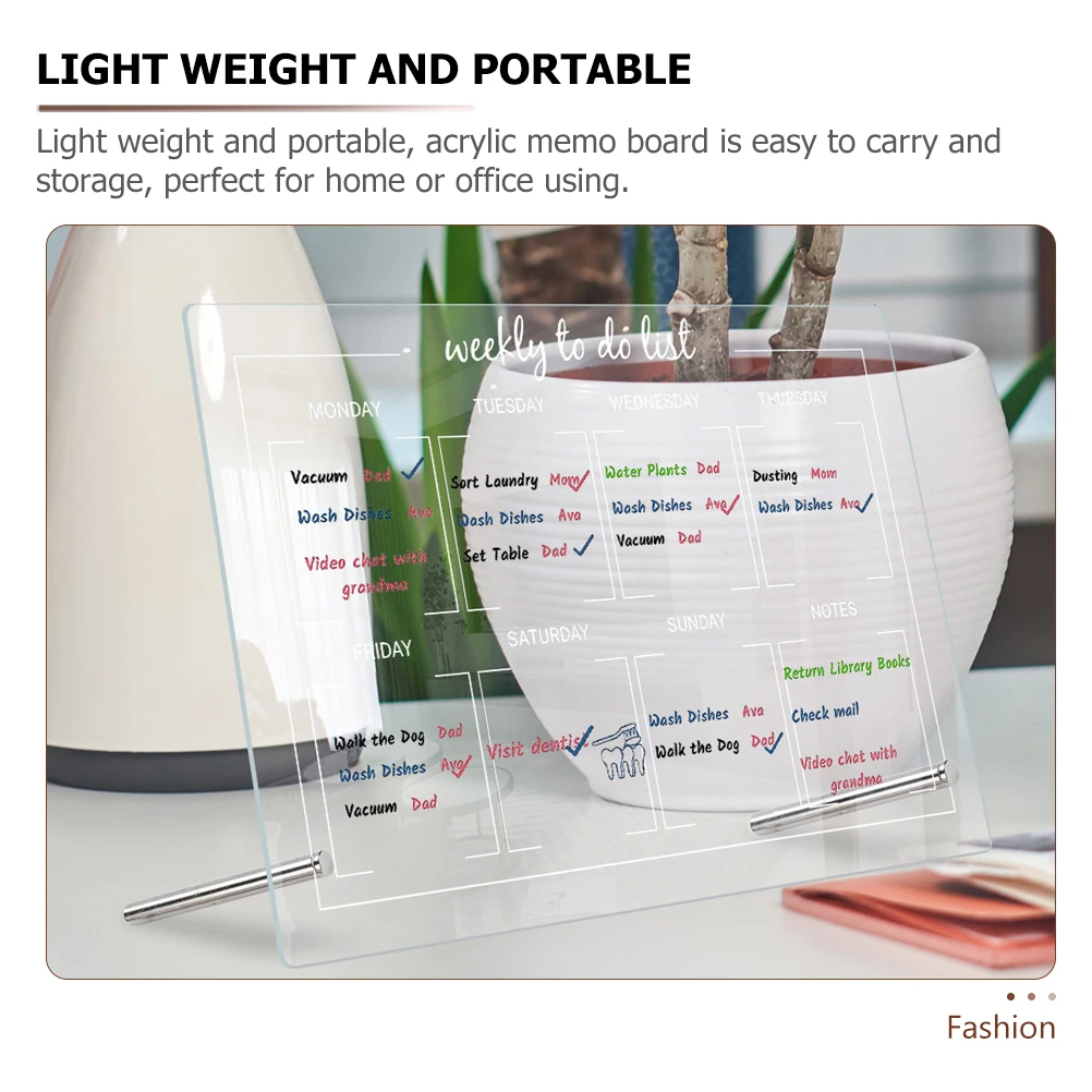 

1 set 1 Set Clear Acrylic Memo Dry Erase Writing Note Board With Pen For Office Home School Desktop Use Student Supplies