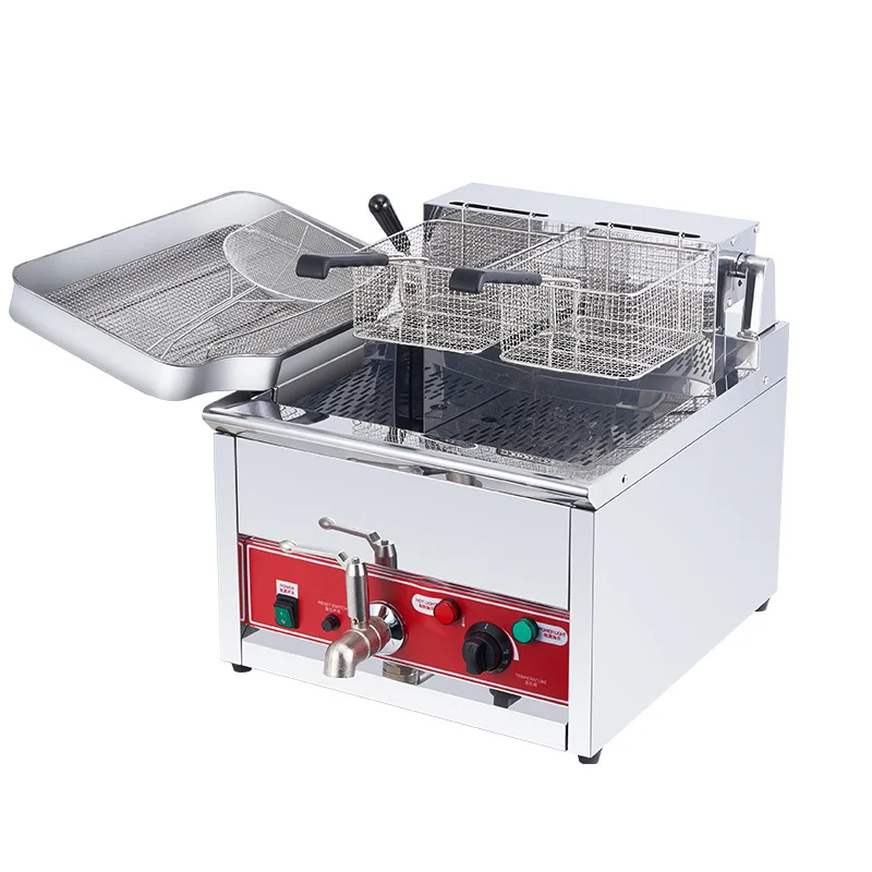 Electric Deep Fryer Stainless Steel Commercial Constant Temperature Chicken Chips Frying Pan French Fries Making Machine