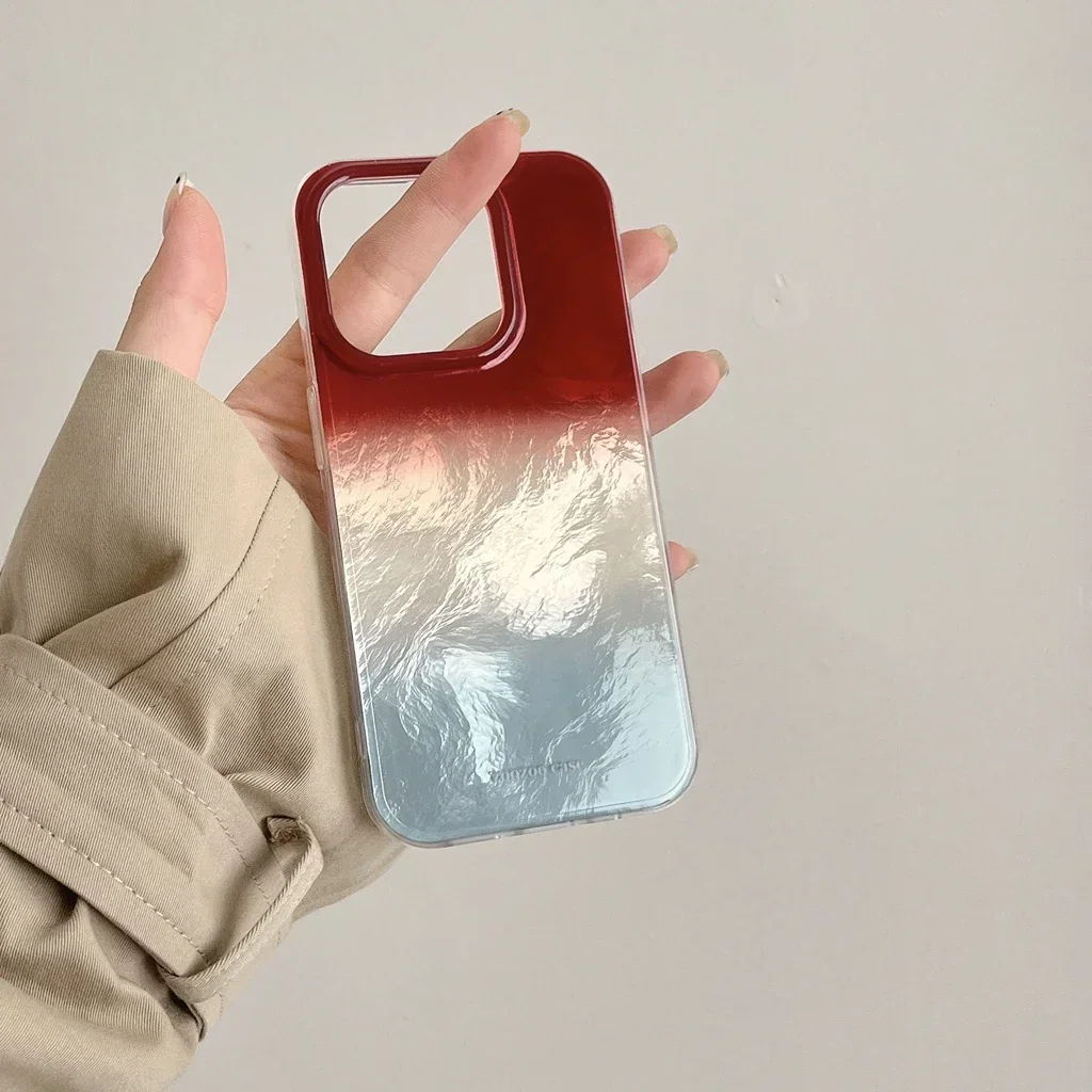 Red Blue Gradient Color Collision Iceberg Pattern Shockproof Protective Phone Cover Case for iPhone 15 14 13 12 Pro Max