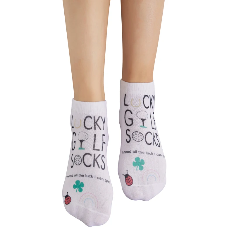 Funny Golf Socks for Man Women  Lucky Golf Socks Personality Letter Print No-Show Socks Fashion Casual Novelty Socks