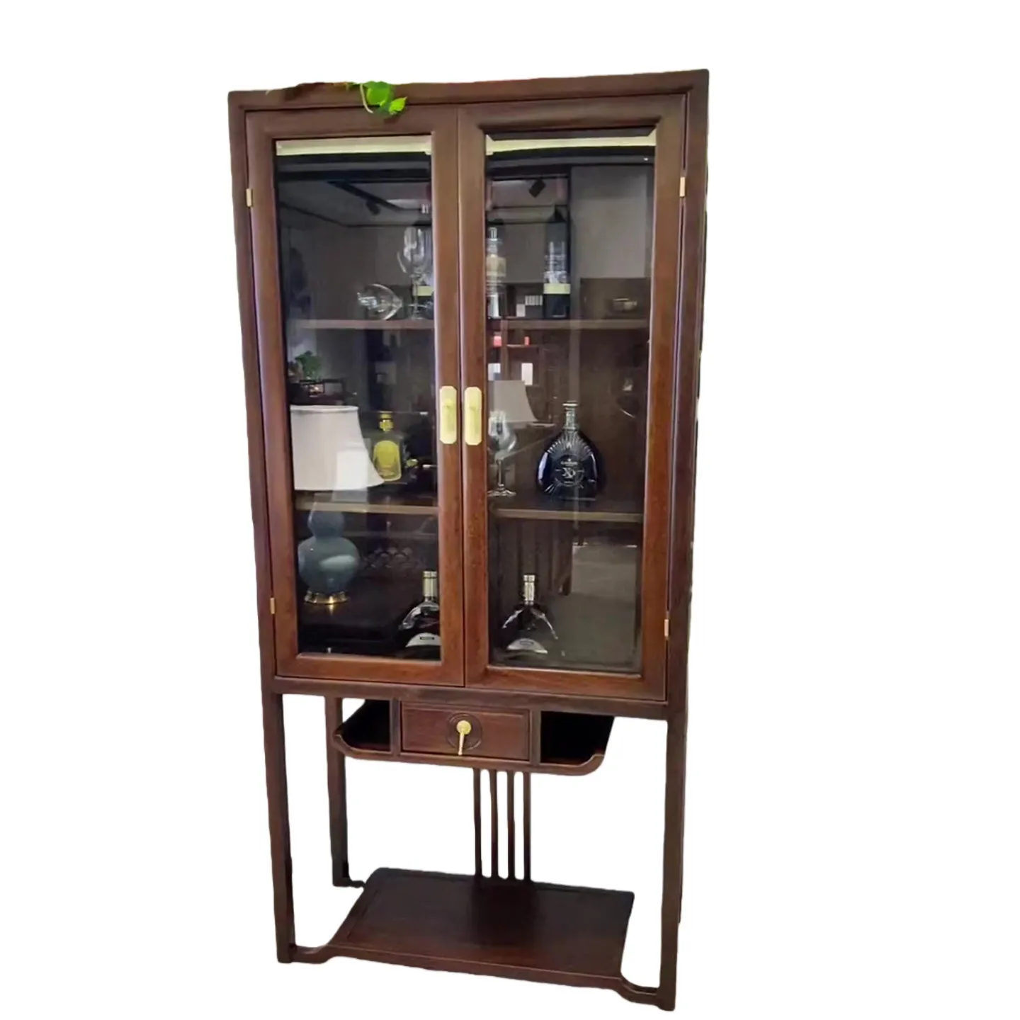 

Винный шкаф из массива эбенового дерева, шкаф-перегородка для хранения, мебель для гостиной и столовой от стены до стены.