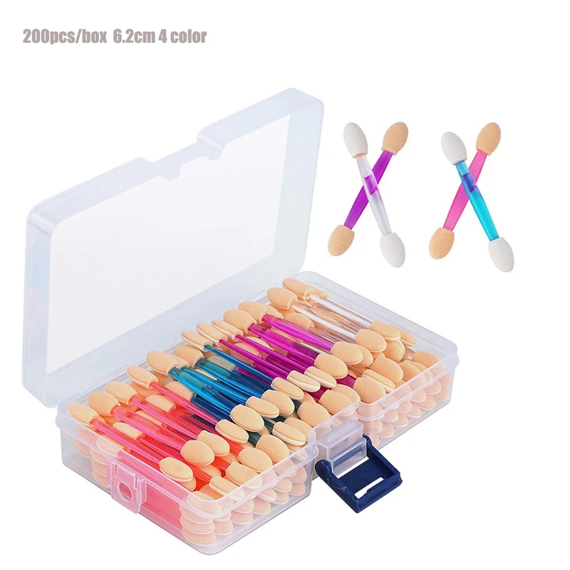 Mini juego de doble cabeza desechable de 6,2 cm, 100 Uds./200 Uds., palo de sombra de ojos, cepillo para mezclar uñas, herramienta de maquillaje