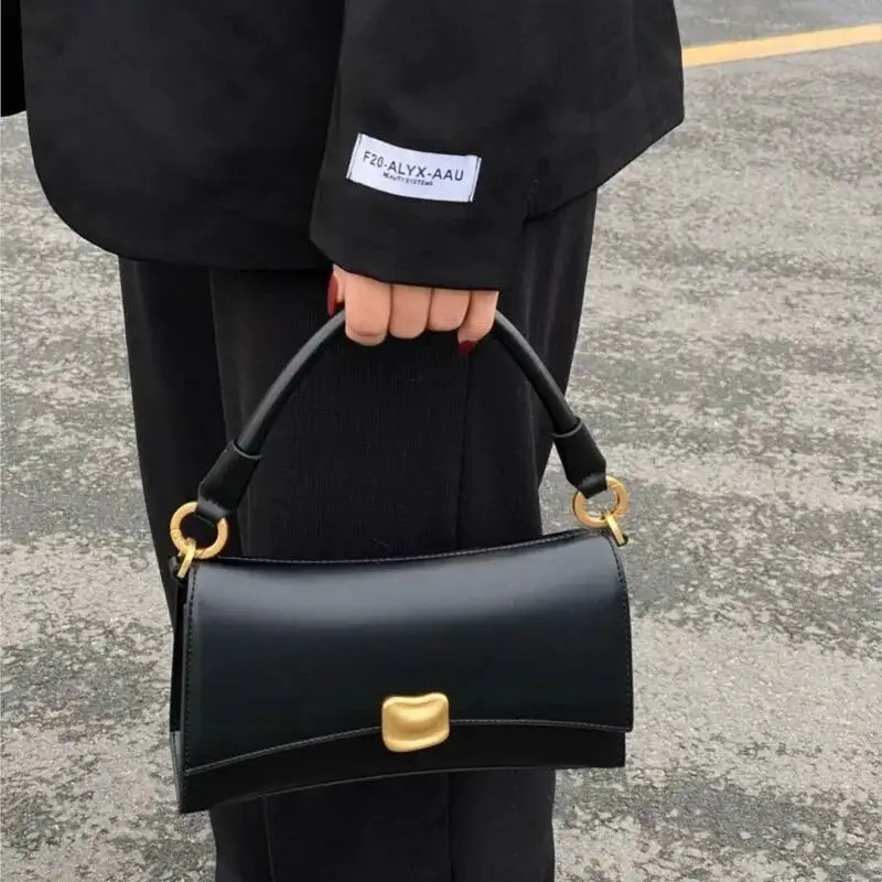 Bloom Retro Black Underarm Purses Women Hot Girls Pu Leather Shoulder Bags Handbag Female High Street Elegant Hand Bag New