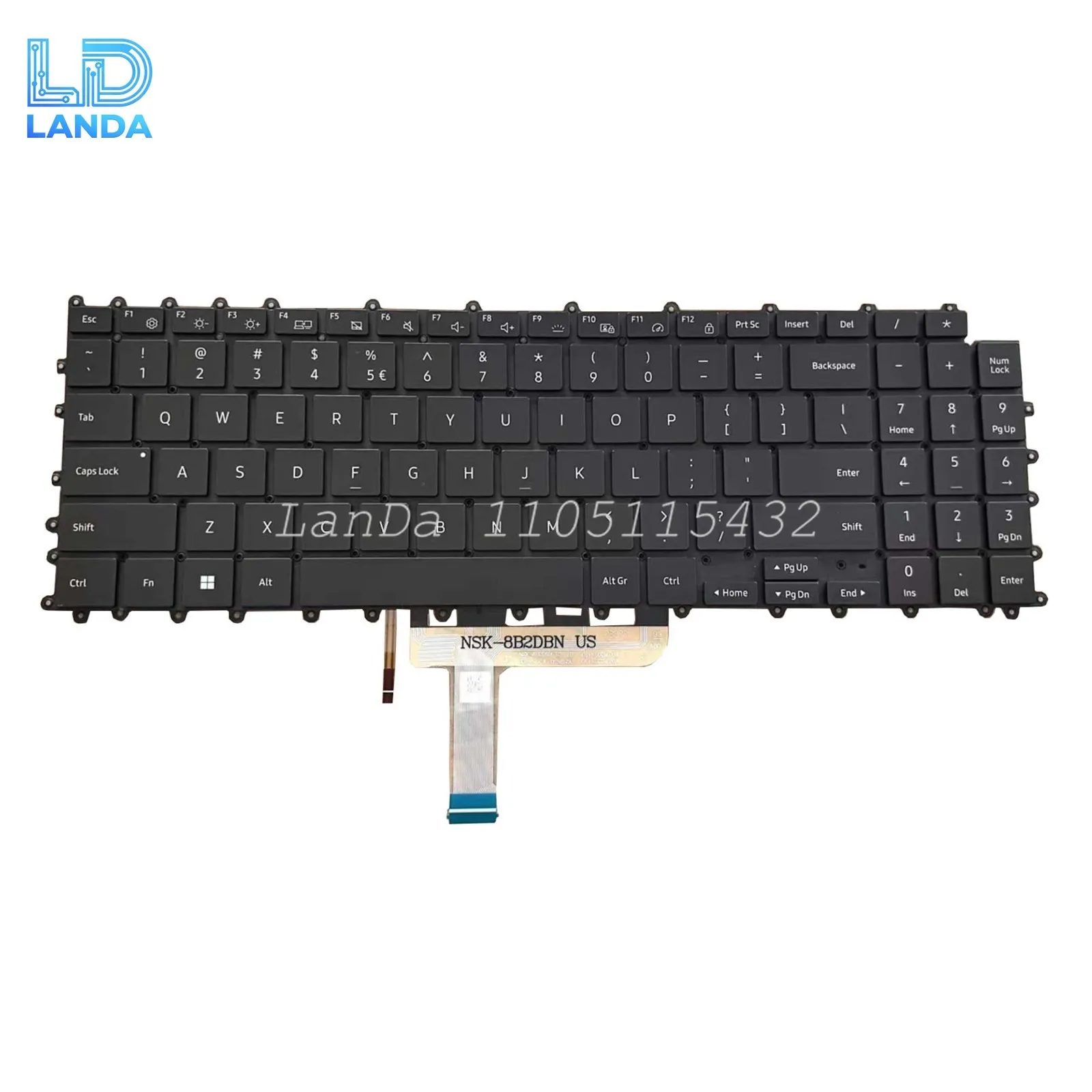 

Клавиатура для ноутбука Samsung NP960XFG-KC2UK, черная, с подсветкой, США