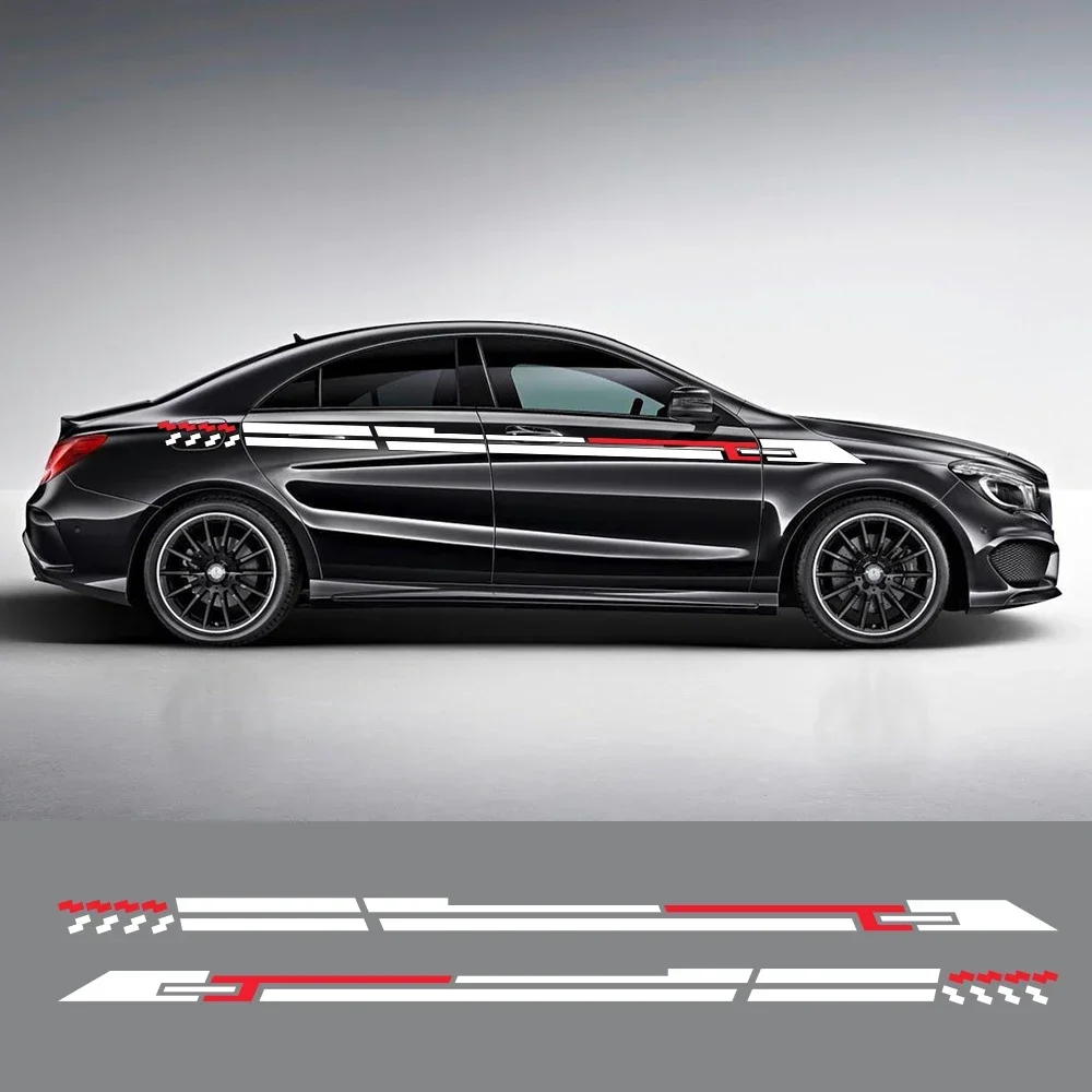 

2PCS Car Waist Line Trim Stickers Long Sport Stripes Styling Vinyl Film Decals Decoration Auto Body Tuning DIY Accessories