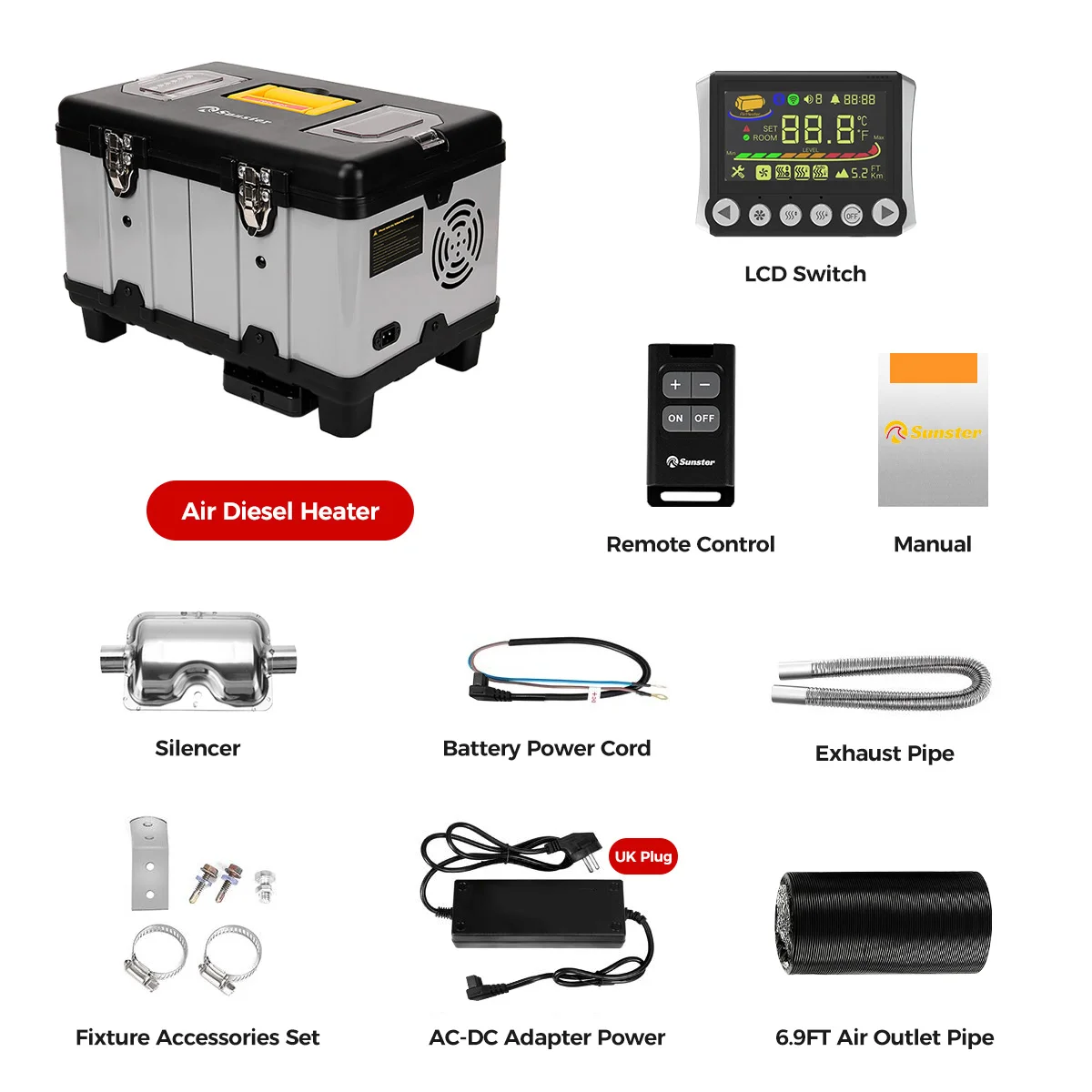 SUNSTER TB10 TOOLBOX Chauffage d'air diesel 230V AC, 12V-24V DC pour usage intérieur et extérieur 3